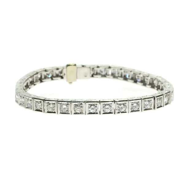 Platinum estate Art Deco diamond tennis bracelet from the fifties
